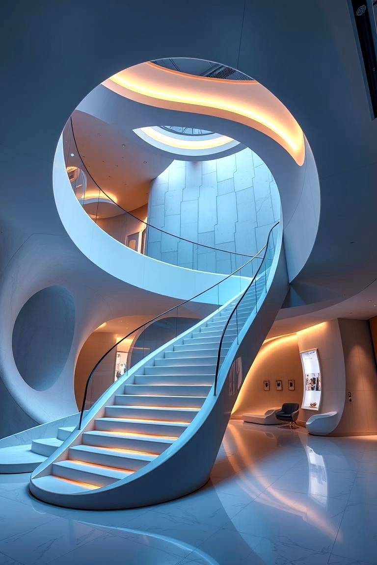 Futuristic Sculptural Staircase - 24 Contemporary Staircase Design Ideas