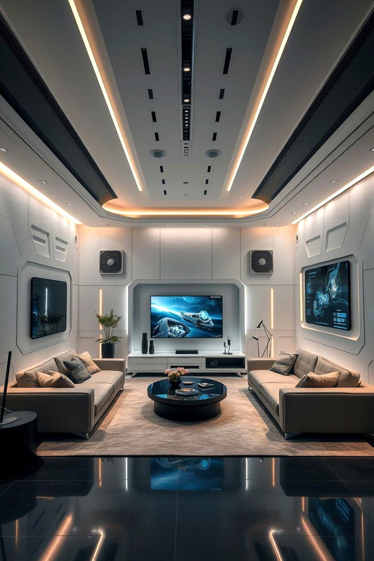 Futuristic Smart Living - 24 Mansion Living Room Ideas