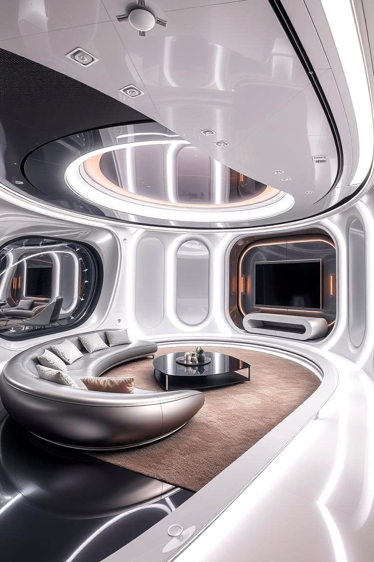 Futuristic Sunken Living Room - 24 Sunken Living Room Ideas