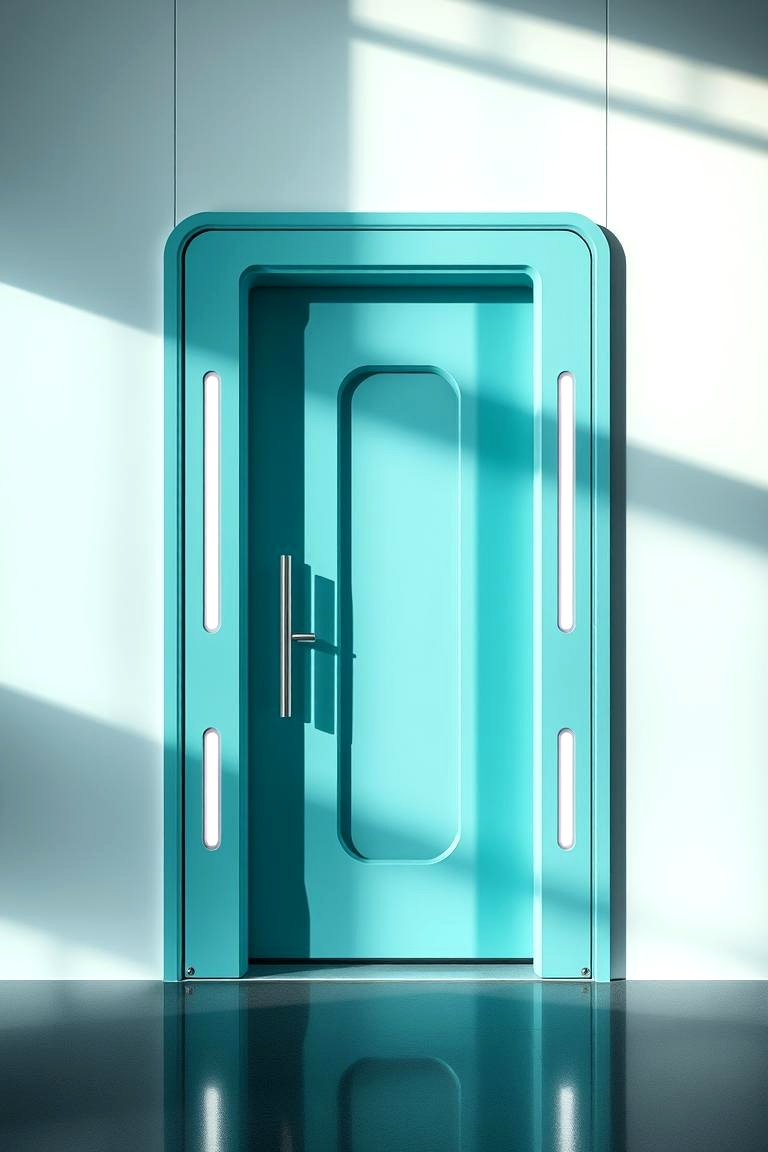 Futuristic Turquoise Design - 24 Turquoise Front Door Ideas
