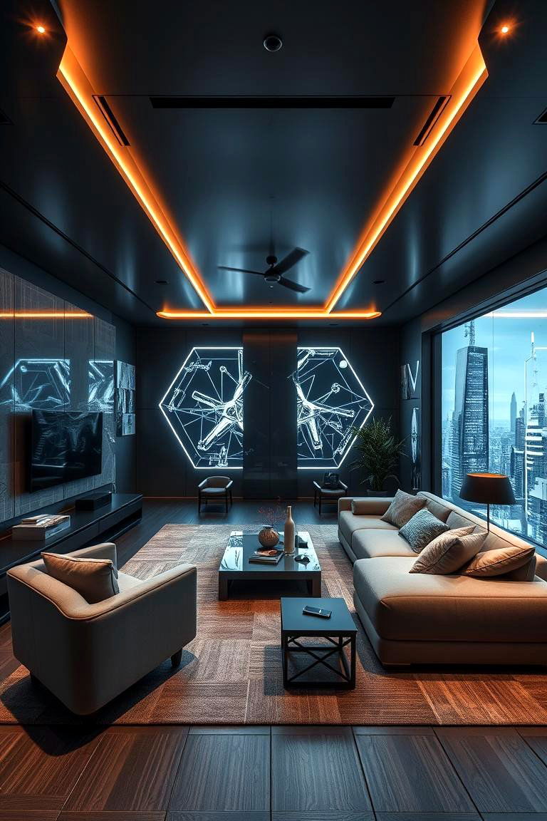 Futuristic Urban Edge - 24 Contrasting Living Rooms With Dark Grey Walls