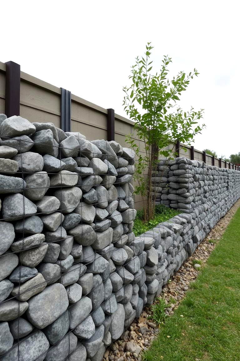 Gabion Basket Fence - 24 Small Garden Fence Ideas