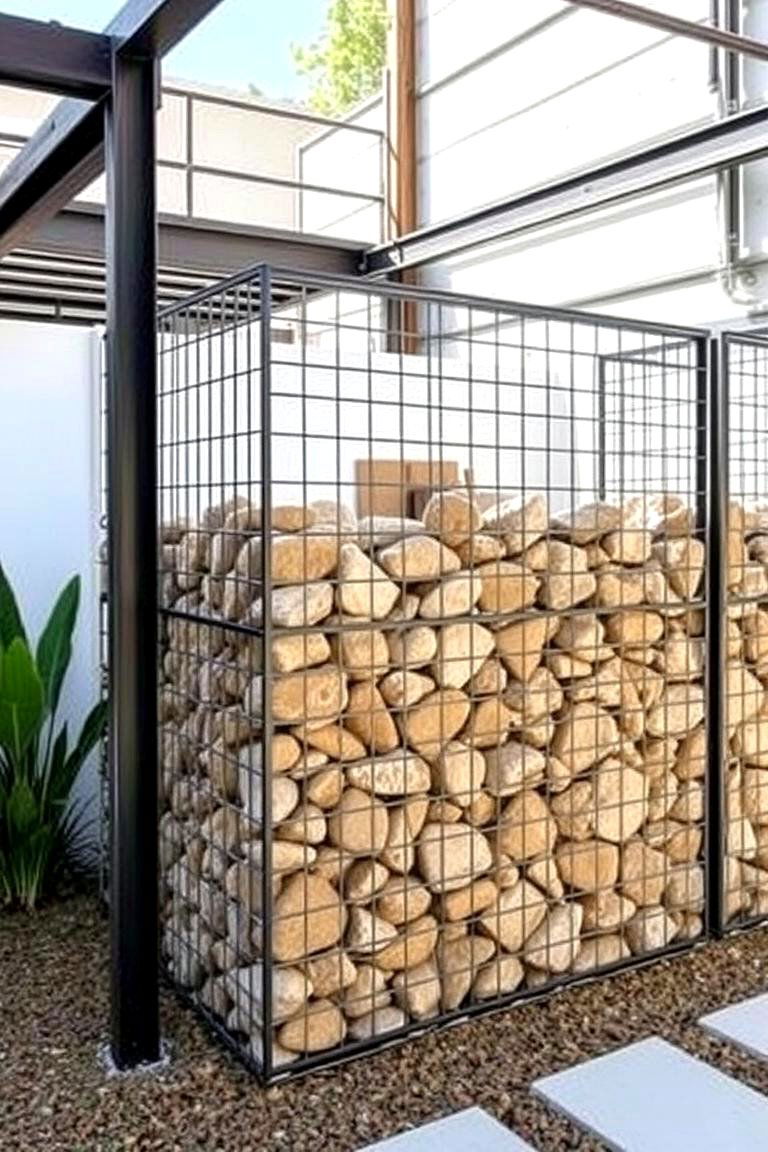 Gabion Privacy Wall - 24 Privacy Fence Ideas