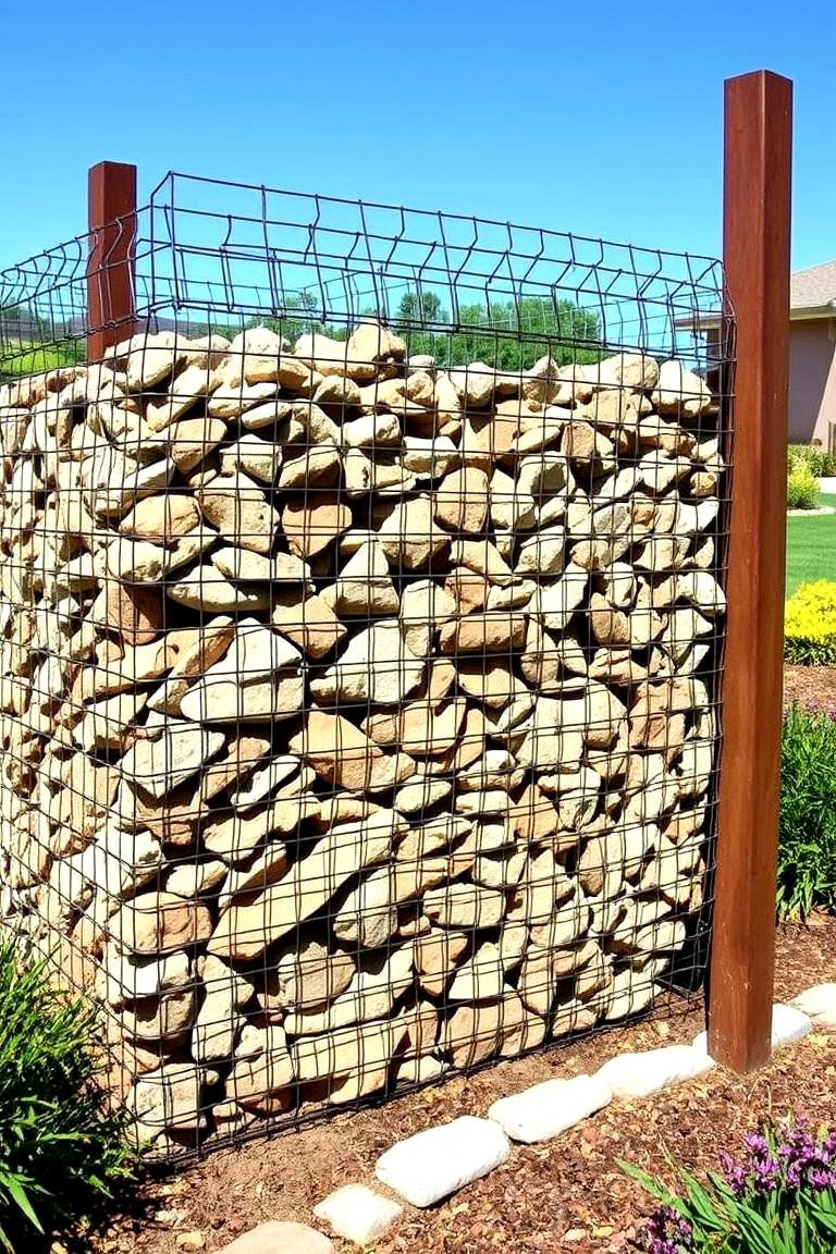 Gabion Wire Mesh Structure - 24 Inexpensive Retaining Wall Ideas