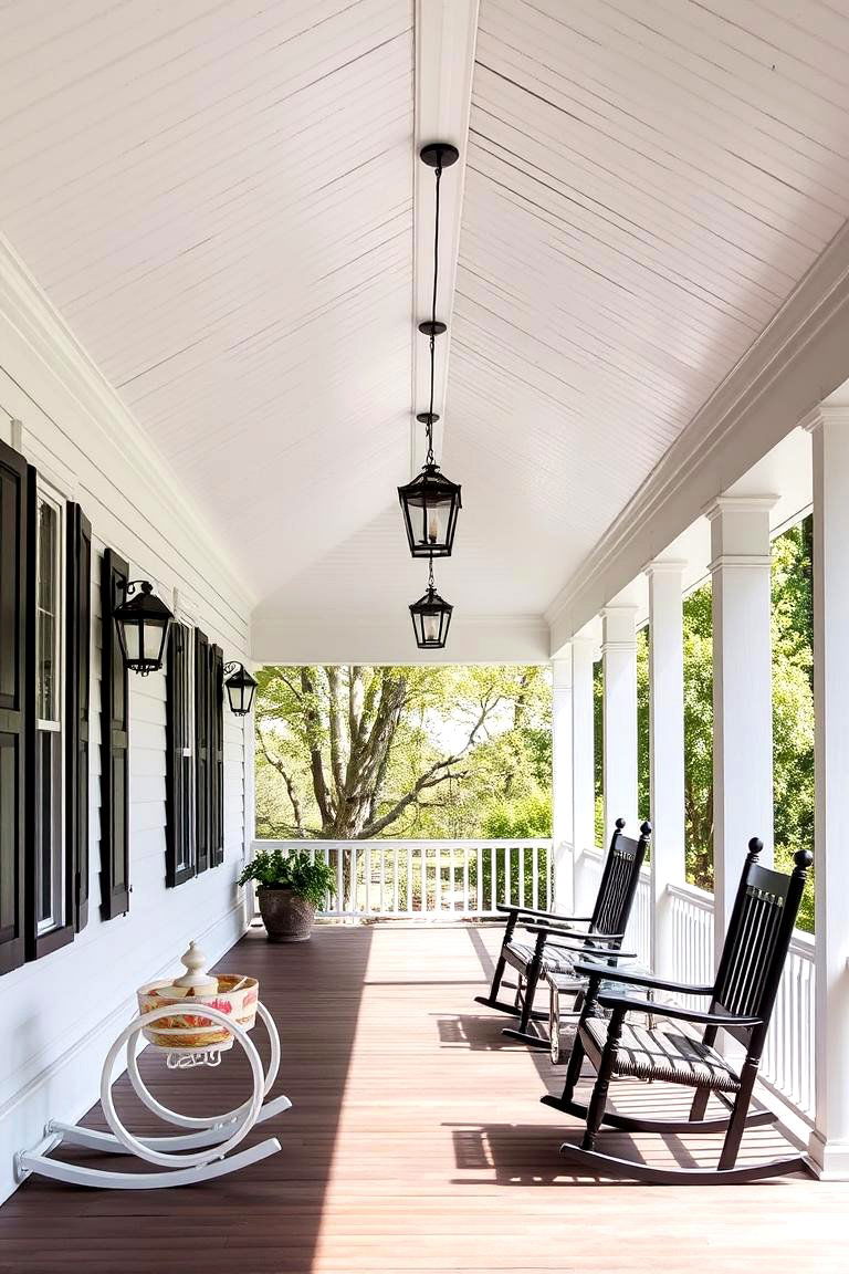 Gable Porch with Beadboard Ceiling - 24 Open Gable Porch Ideas