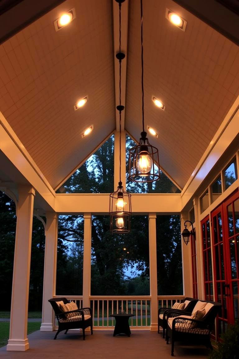 Gable Porch with Integrated Lighting - 24 Open Gable Porch Ideas