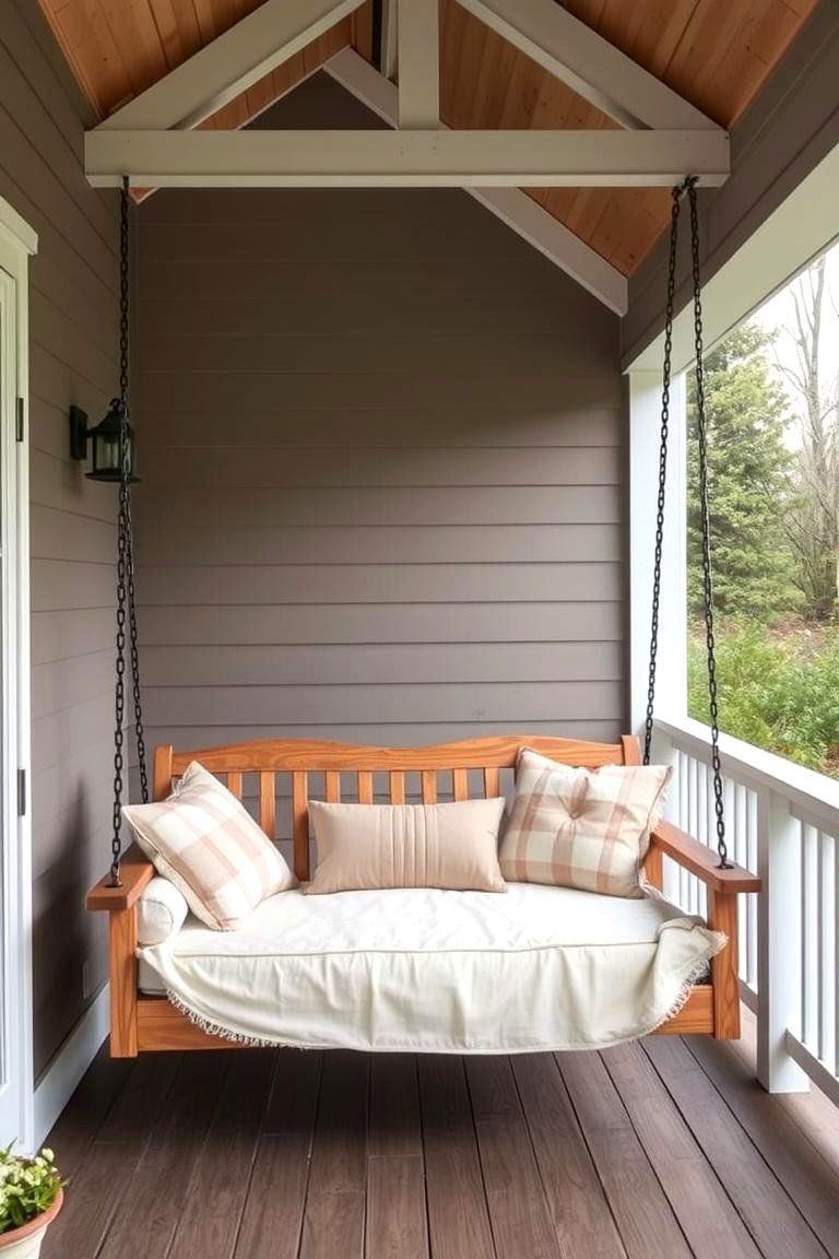Gable Porch with Swing Bed - 24 Open Gable Porch Ideas