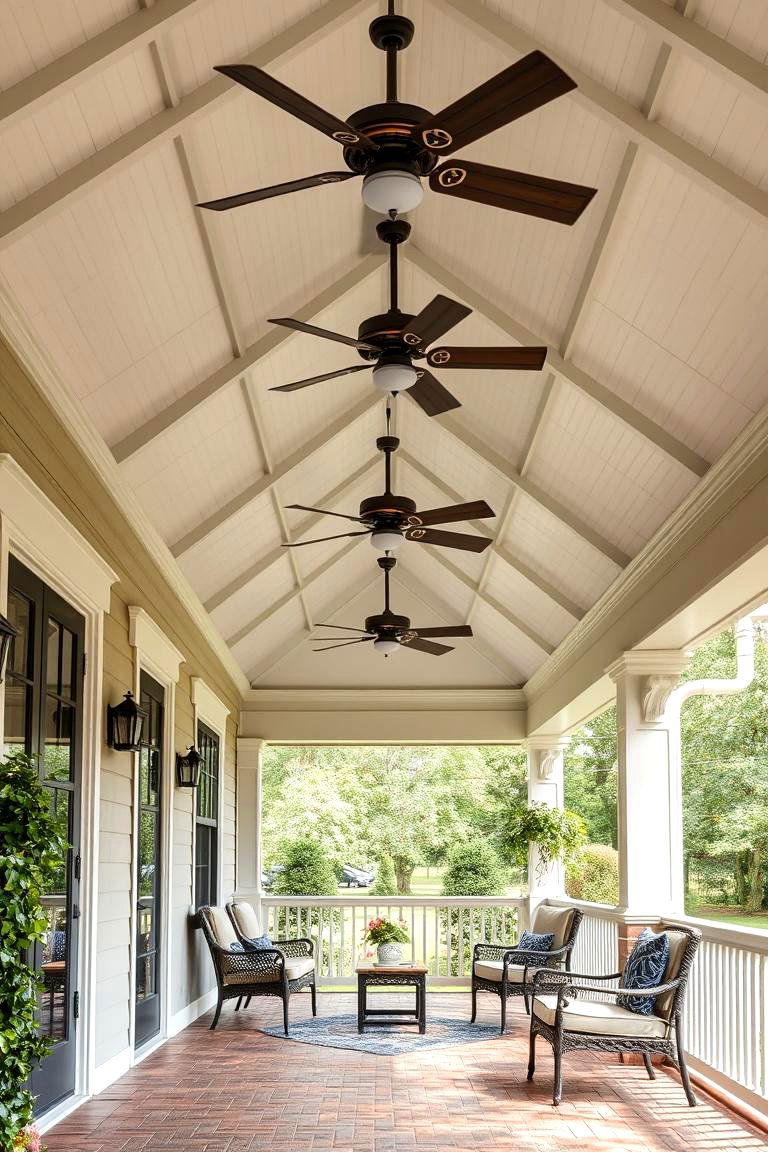 Gable Porch with Unique Ceiling Fans - 24 Open Gable Porch Ideas