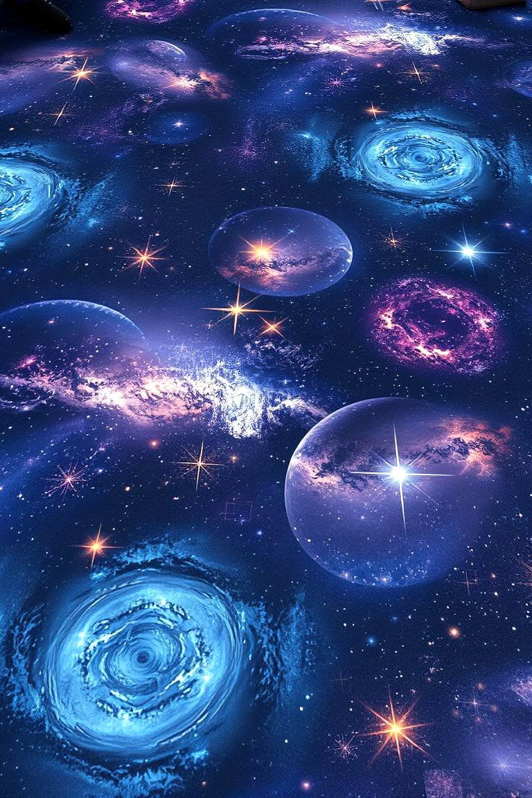 Galaxy Floor Decals - 24 galaxy space-themed bedroom ideas