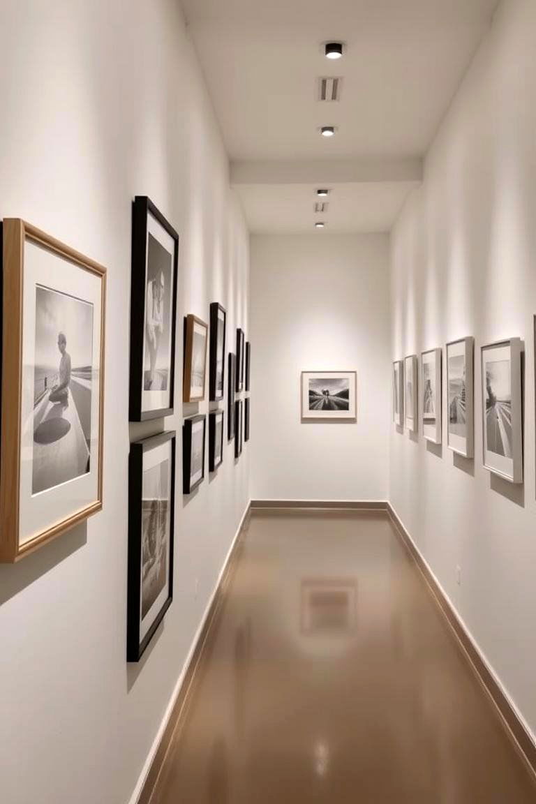 Gallery Style Photography Display - 24 Black and White Hallway Ideas