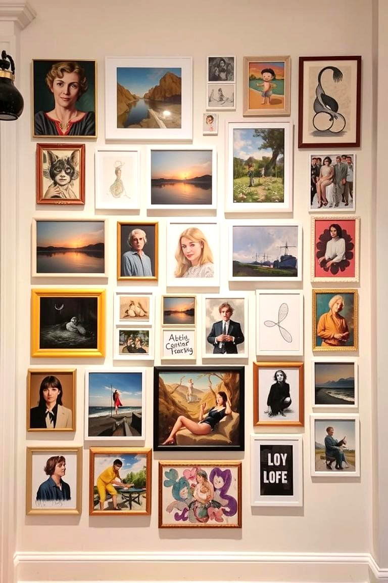 Gallery Wall of Art - 24 Maximalist Living Room Design Ideas