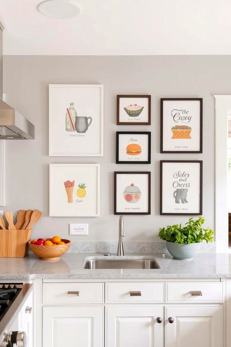 Gallery Wall of Art - 24 Kitchen Accent Wall Ideas