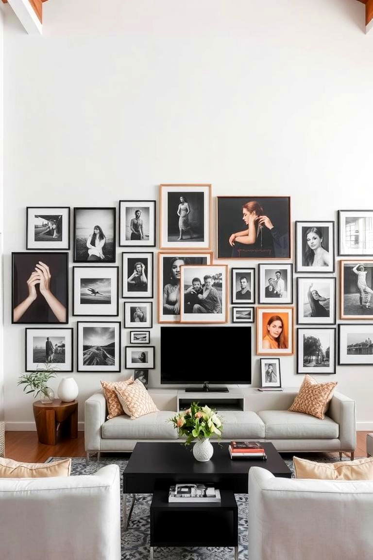Gallery Wall of Prints and Photos - 24 Loft-style Living Room Ideas