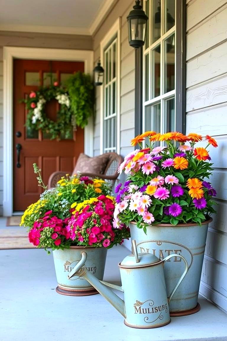 Galvanized Metal Accents - 24 Rustic Front Porch Ideas
