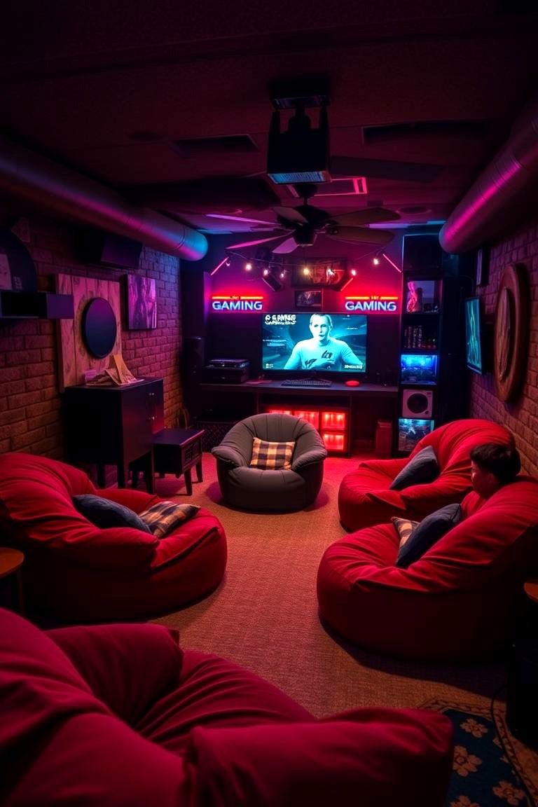 Gaming Cave with Bean Bags - 24 Gaming Bedroom Ideas