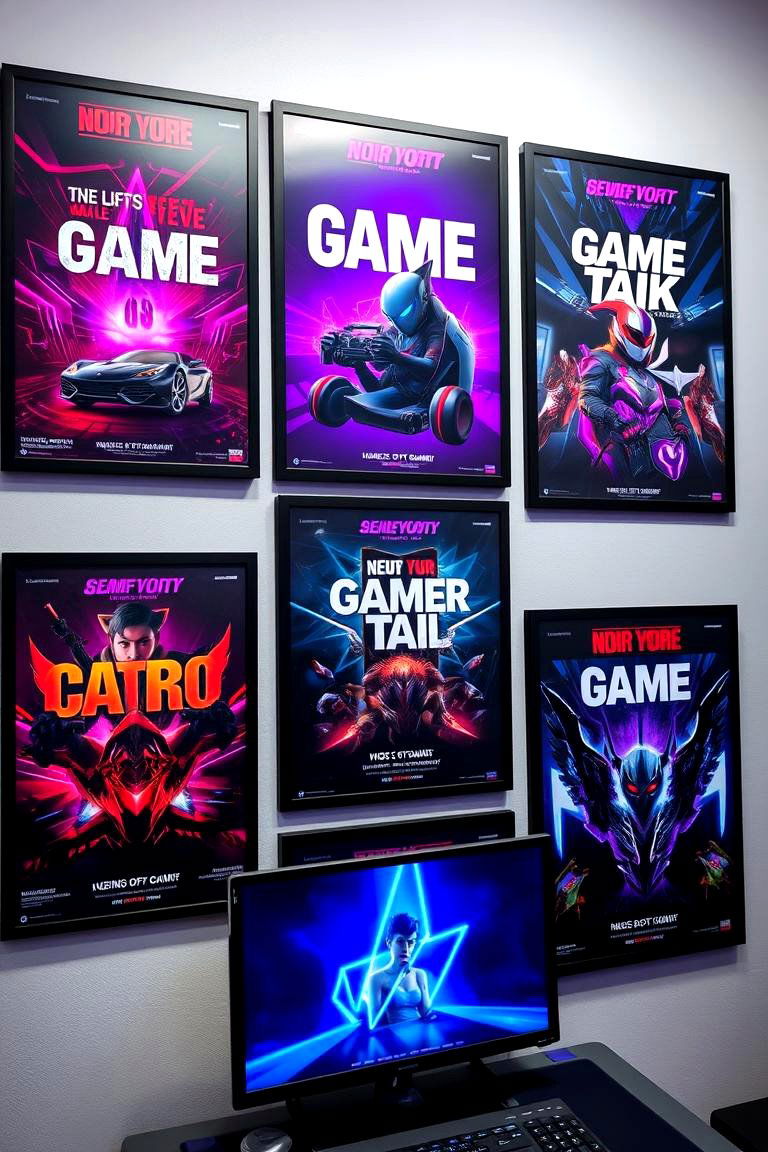 Gaming Posters with Purple Vibes - 24 Purple Gaming Setup Ideas