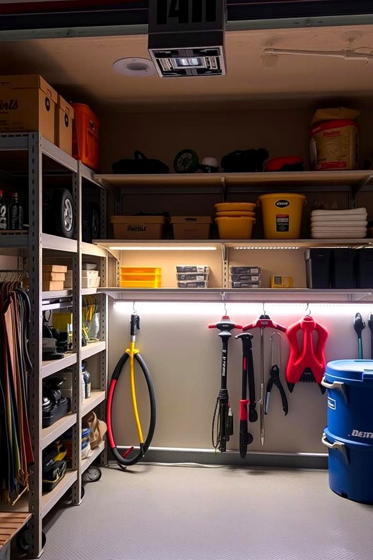Garage Shelving with Integrated Lighting - 24 Garage Shelving Ideas