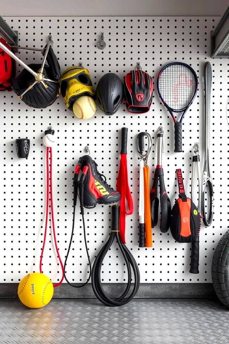 Garage Sports Equipment Storage - 24 Pegboard Ideas