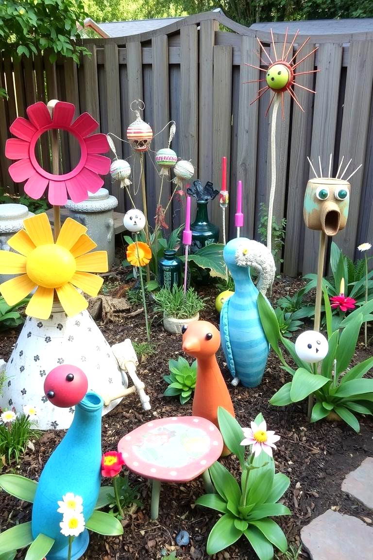 Garden Art and Sculptures - 24 Cheap Backyard Makeover Ideas