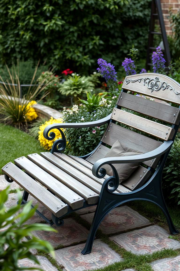 Garden Bench with Reclining Backrest - 24 Garden Bench Ideas