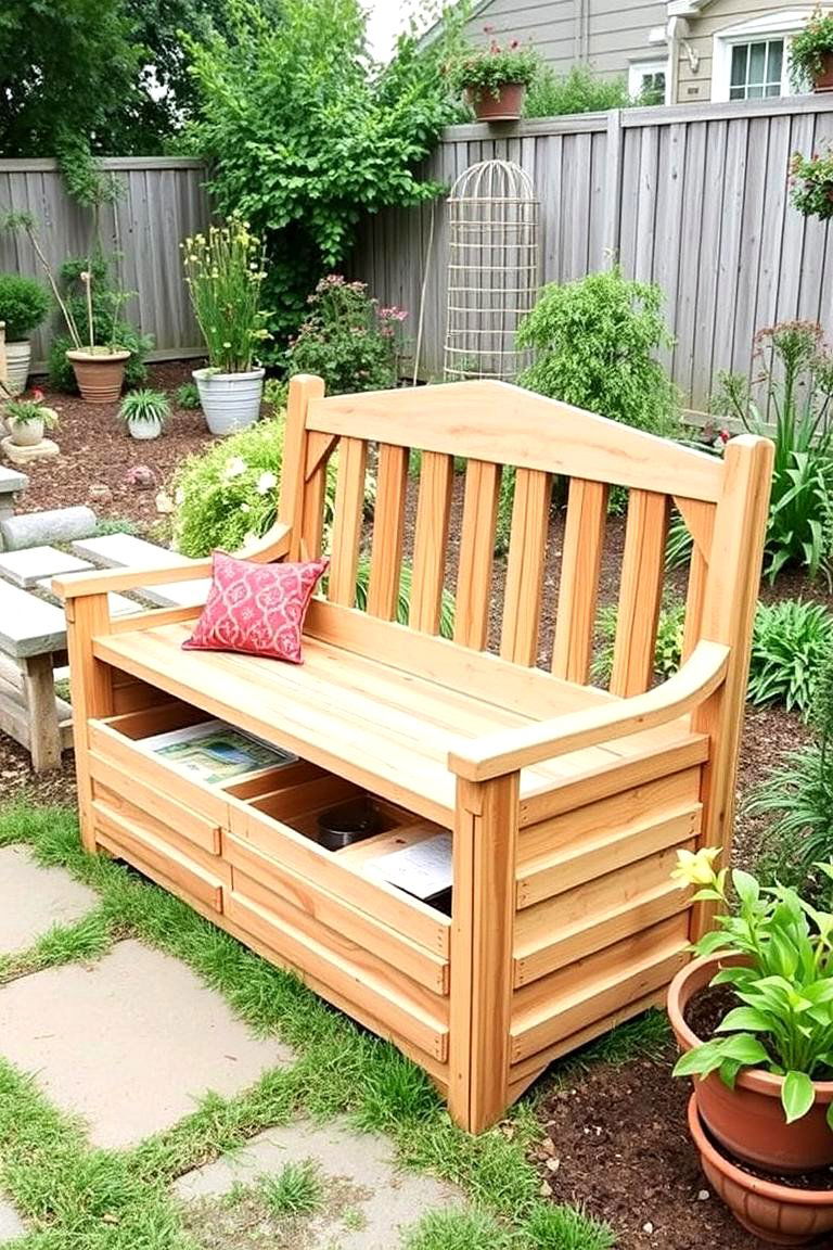 Garden Bench with Storage - 24 Garden Bench Ideas