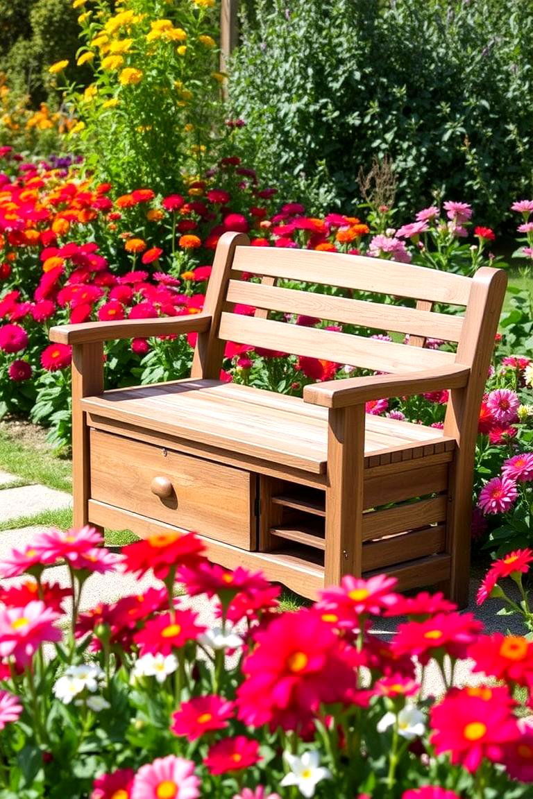 Garden Bench with Storage - 24 Backyard Ideas