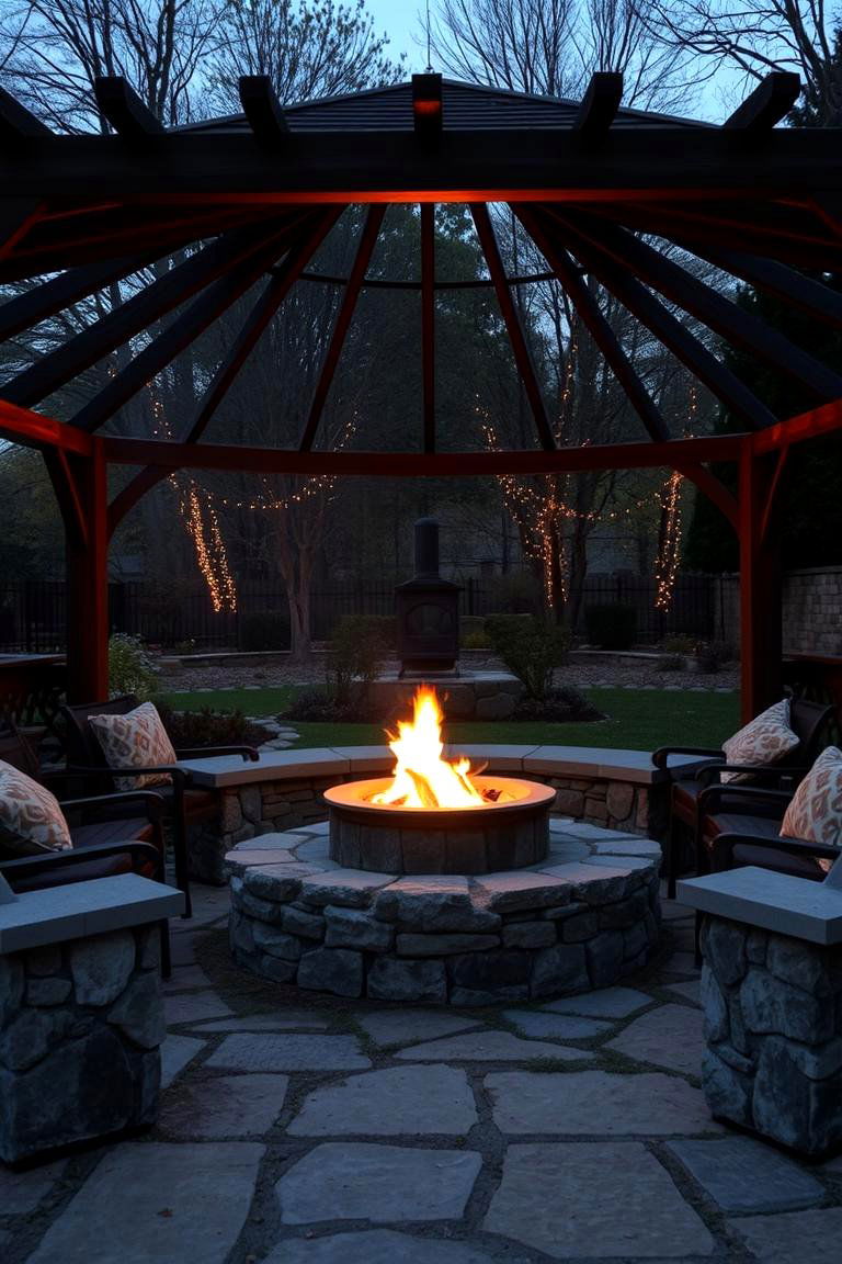 Garden Gazebo with Fire Pit - 24 Backyard Gazebo Ideas