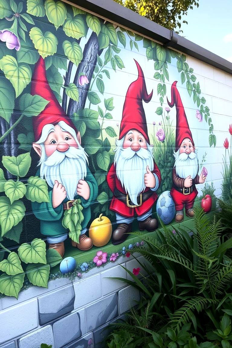 Garden Gnomes Mural - 24 Garden Mural Ideas