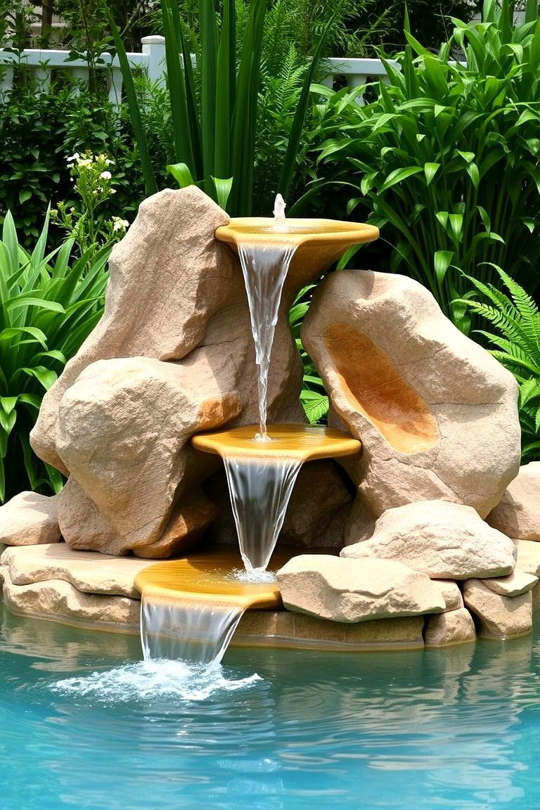 Garden Inspired Fountain - 24 Pool Fountain Ideas