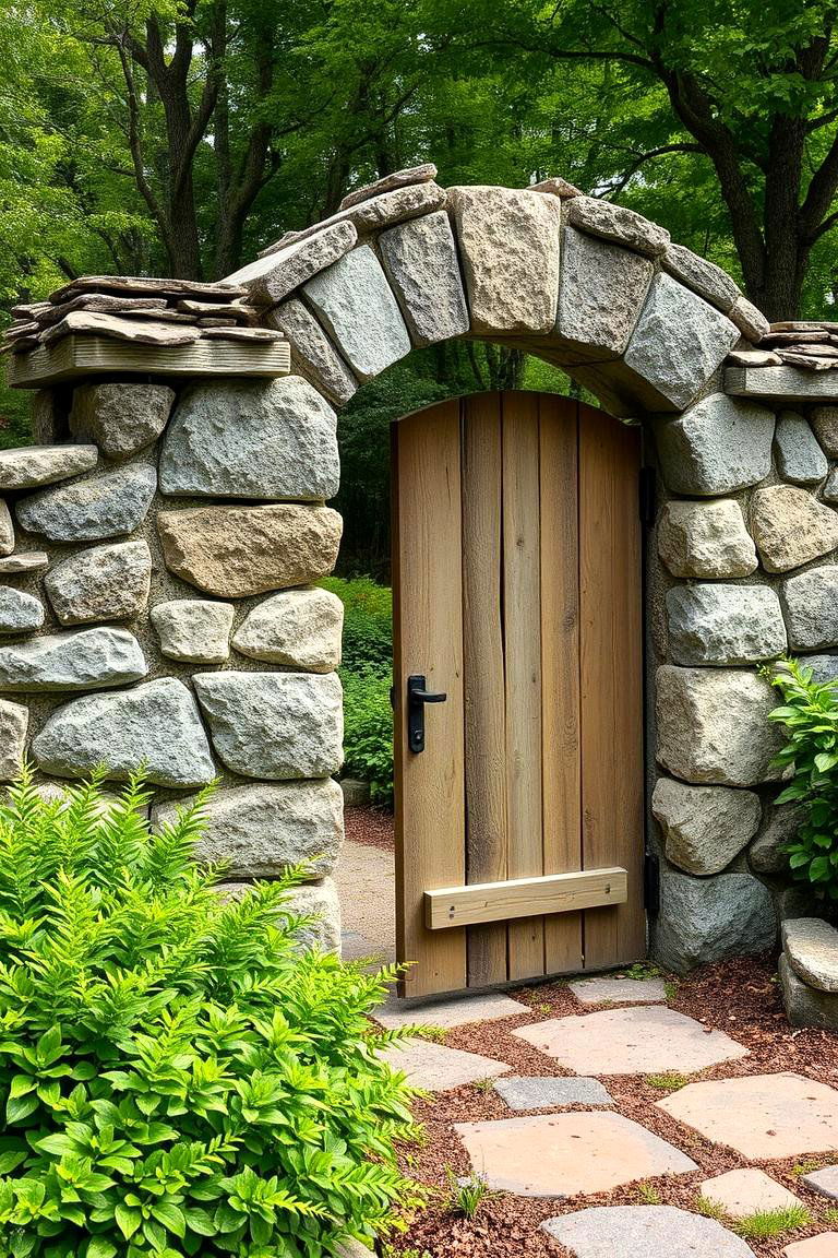 Garden Inspired Natural Stone Gate - 24 Driveway Gate Ideas