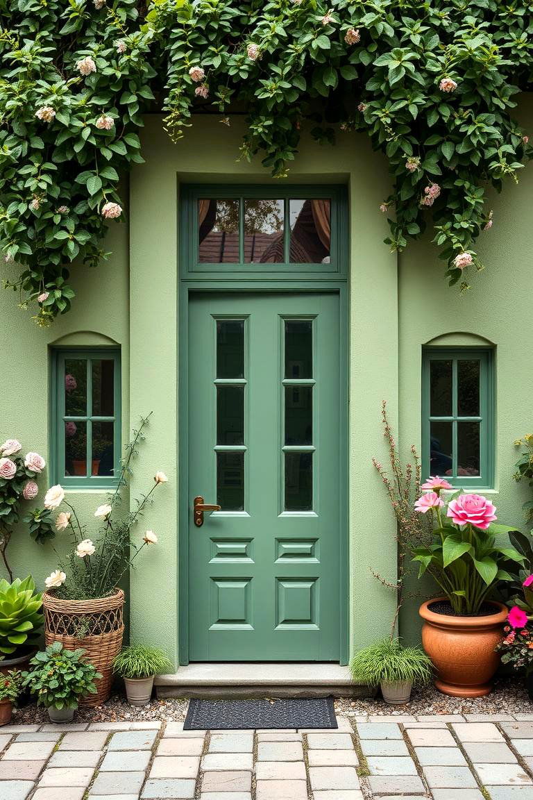 Garden Inspired Sage Facade - 24 Sage Green House Exterior Ideas