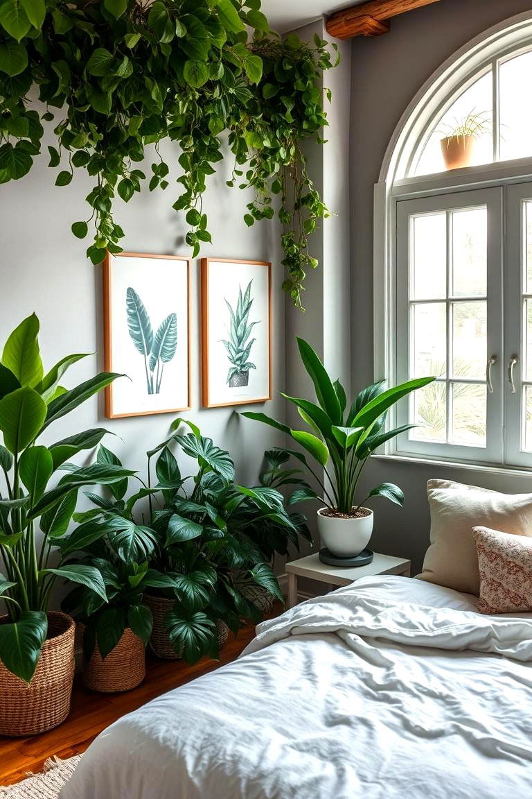 Garden Inspired Space - 24 Green and Grey Bedroom Ideas