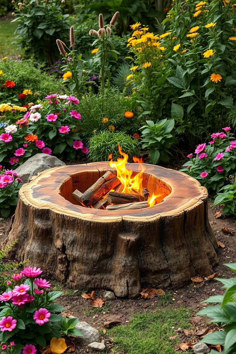 Garden Integration Design - 24 Tree Stump Fire Pit Ideas