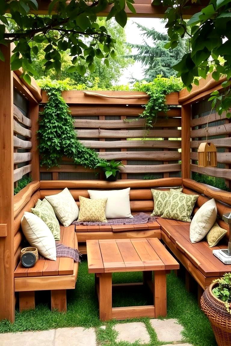 Garden Lounge Area using Sleepers - 24 Garden Sleeper Ideas