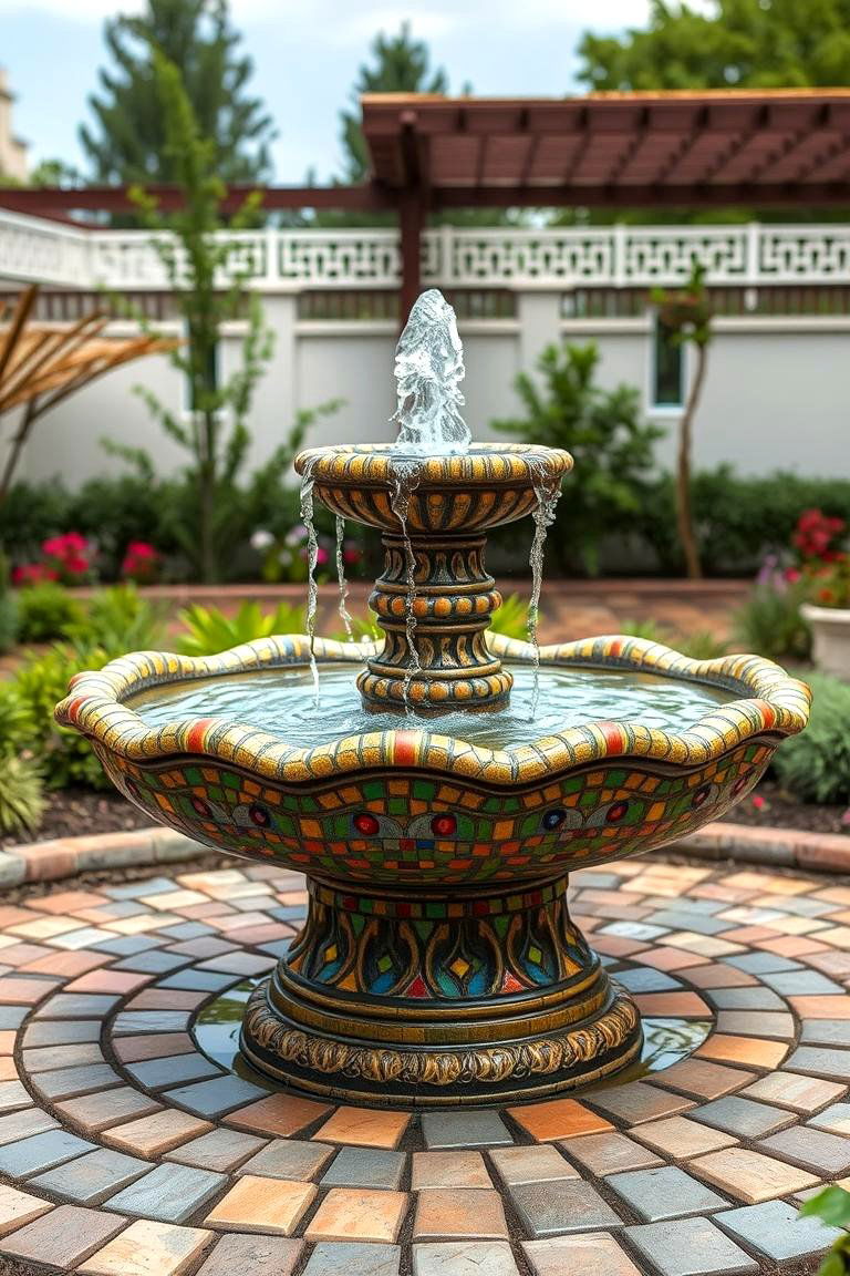 Garden Mosaic Fountains - 24 Garden Art Ideas