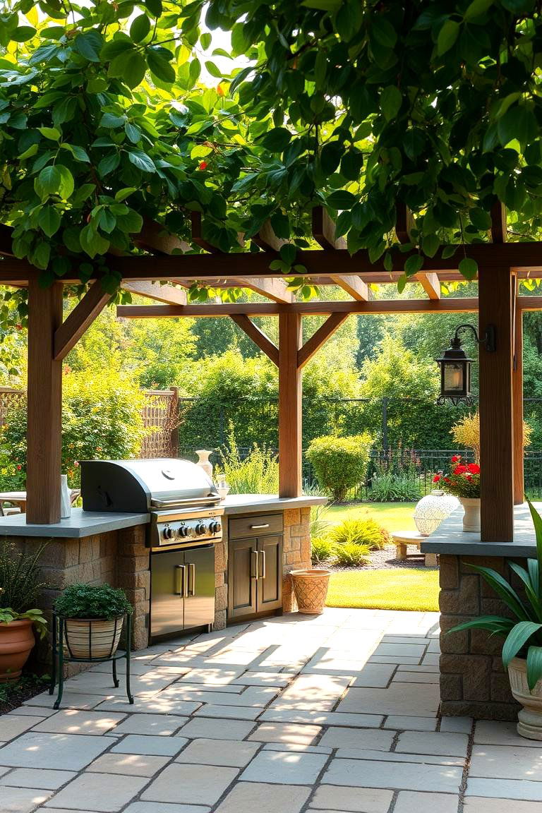 Garden Oasis Grill Station with Pergola - 24 Grill Station Ideas