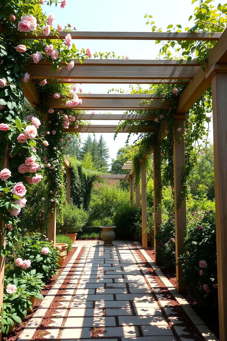 Garden Oasis Pergola Shade with Floral Touches - 24 Pergola Shade Ideas