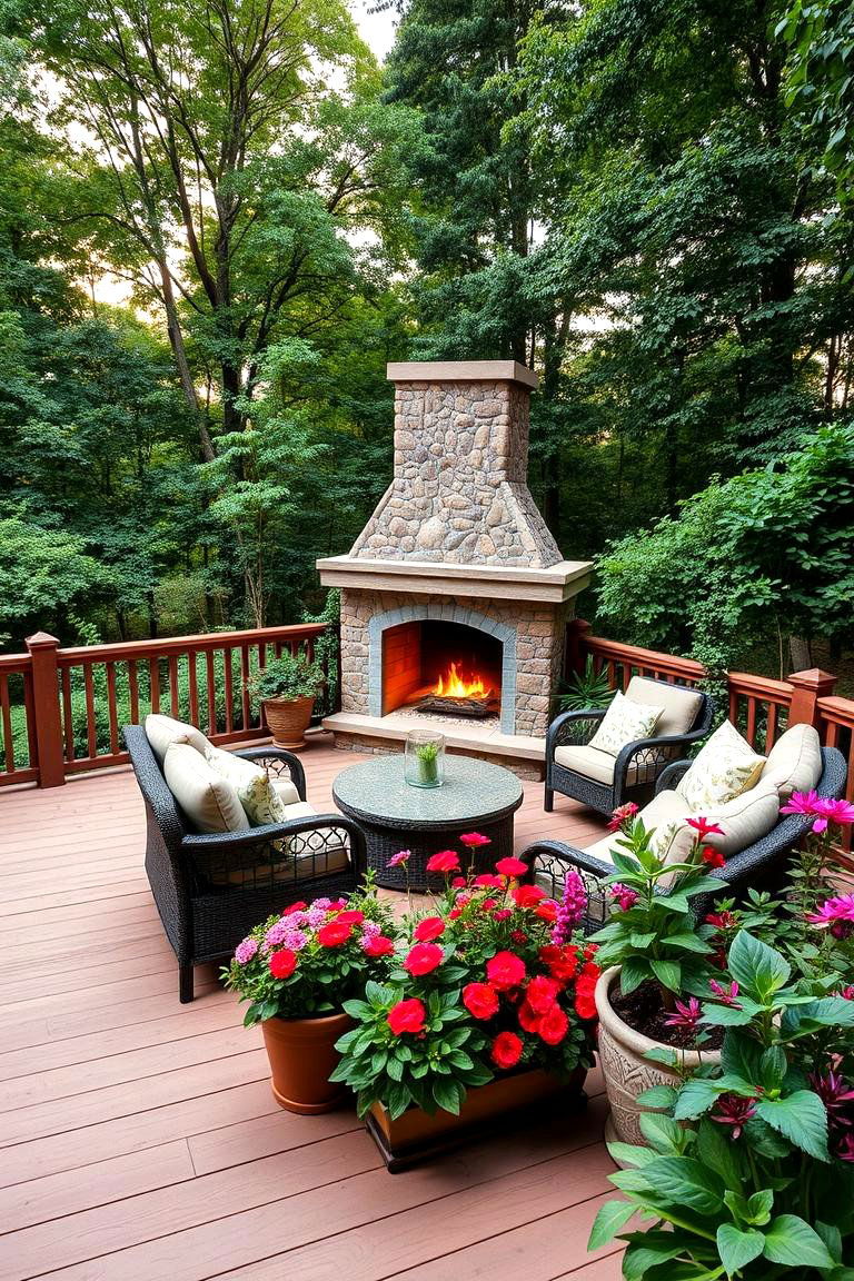 Garden Oasis with Natures Embrace - 24 Covered Deck With Fireplace Ideas