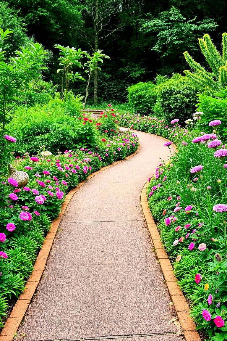 Garden Path with Curved Edges - 24 Sloped Walkway Ideas