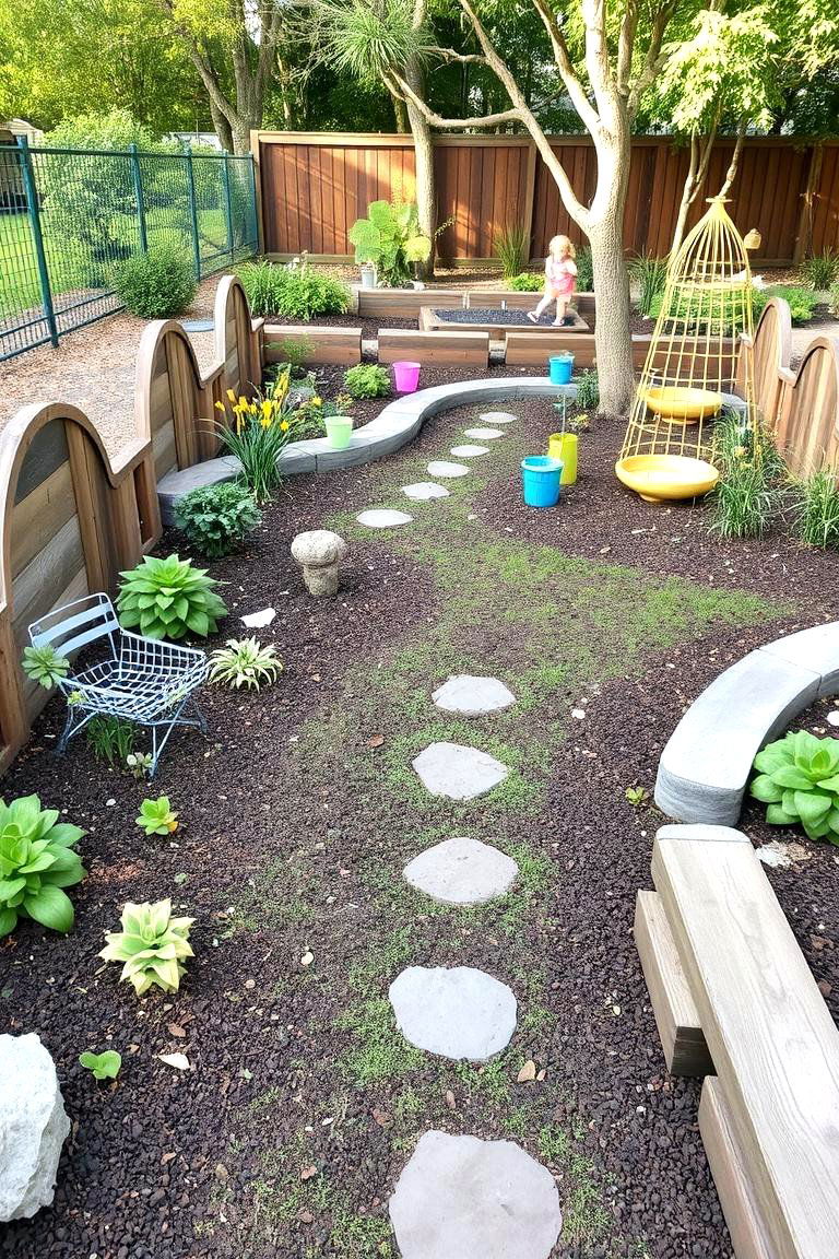 Garden Play Area with Sleepers - 24 Garden Sleeper Ideas