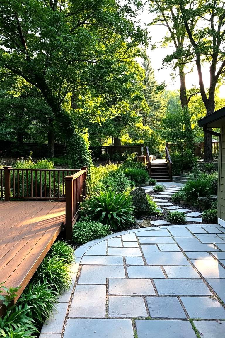 Garden Retreat with Natural Elements - 24 Deck and Patio Combination Ideas