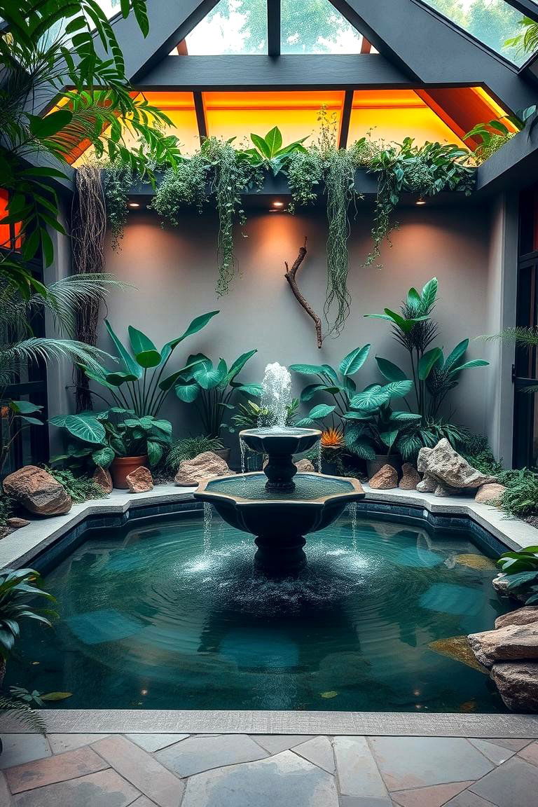 Garden Room with Indoor Fountain - 24 Garden Room Ideas