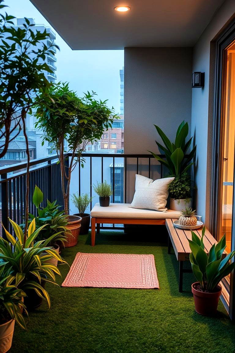 Garden Seating Nook - 24 Artificial Grass Balcony Design