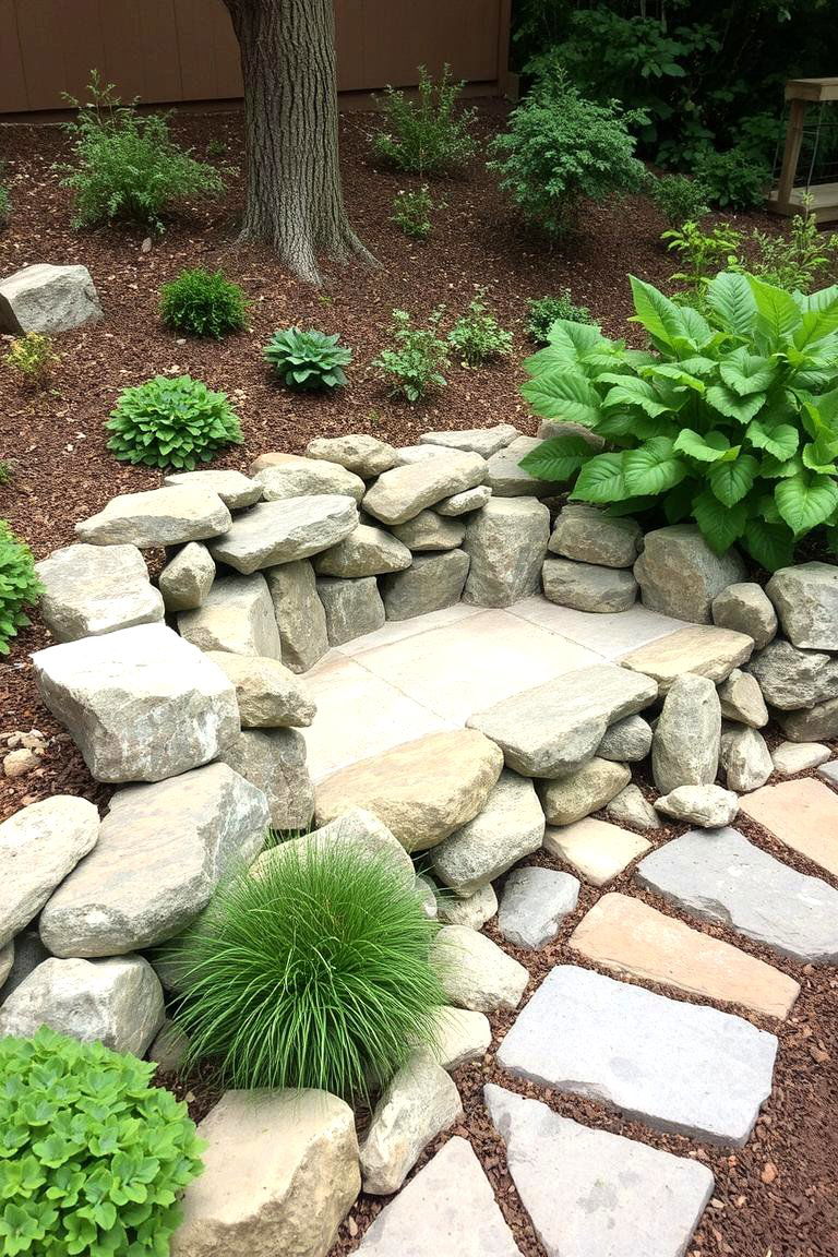 Garden Seating and Edging Combo - 24 River Rock Edging Ideas