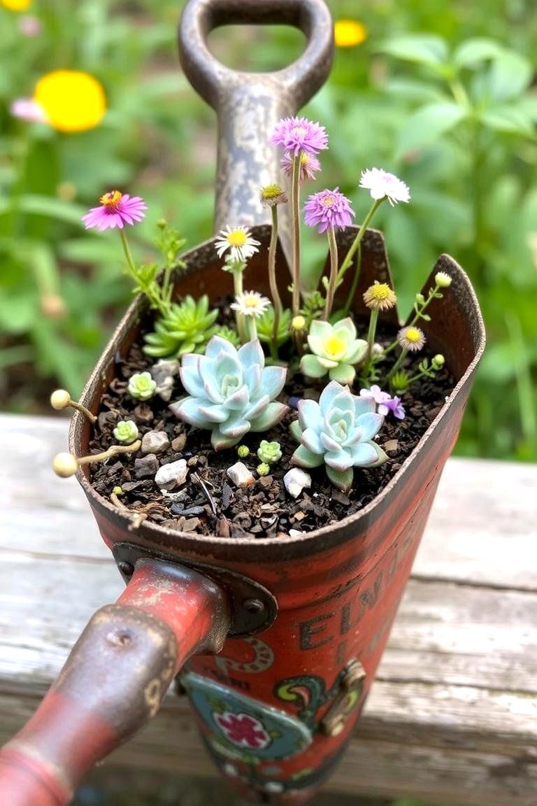 Garden Tool Planter - 24 Fairy Garden Container Ideas