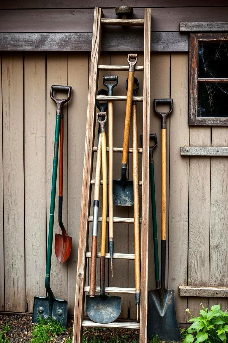Garden Tool Storage Ladder - 24 Ladder Storage Ideas