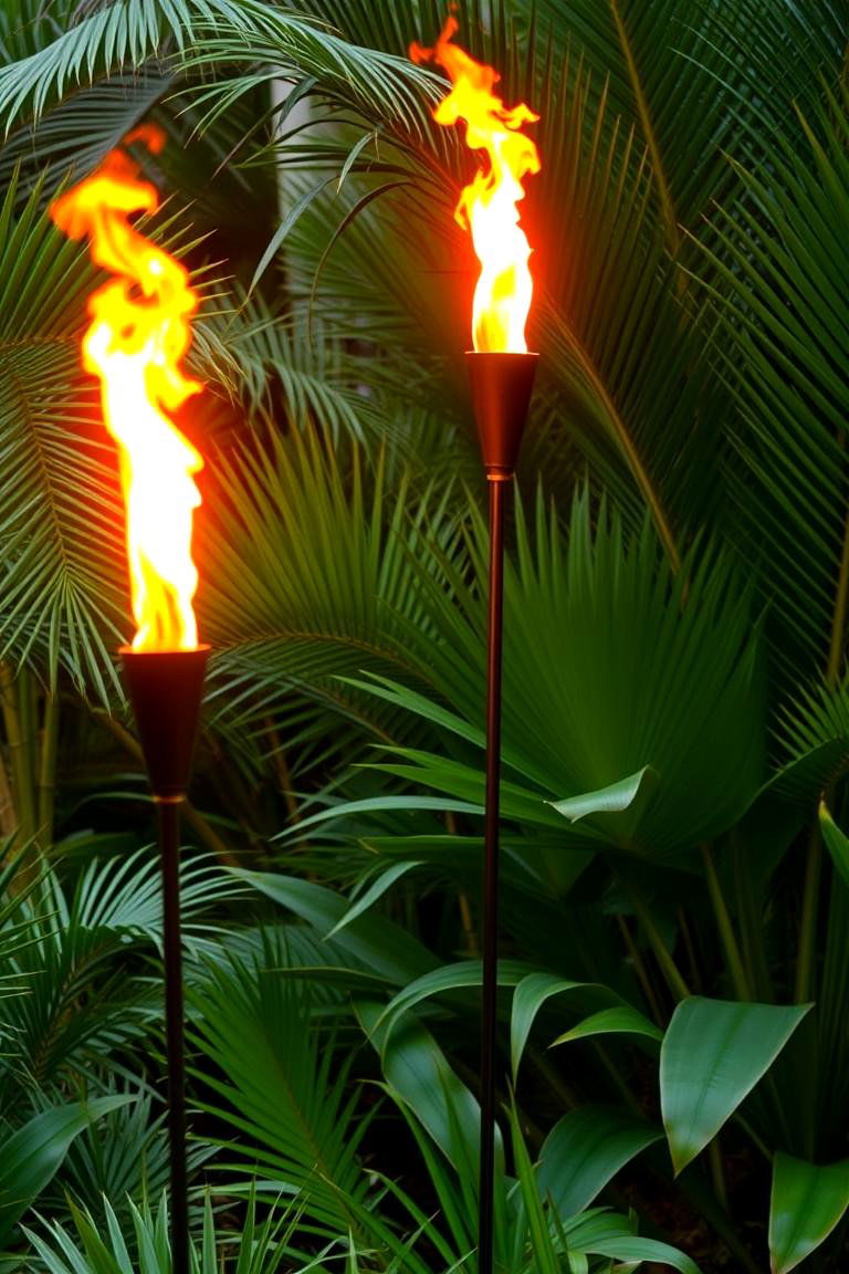 Garden Torches for Tropical Vibes - 24 Garden Lighting Ideas