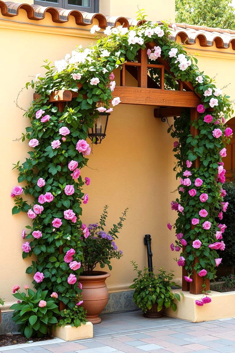 Garden Trellis Charm - 24 spanish style home exterior ideas