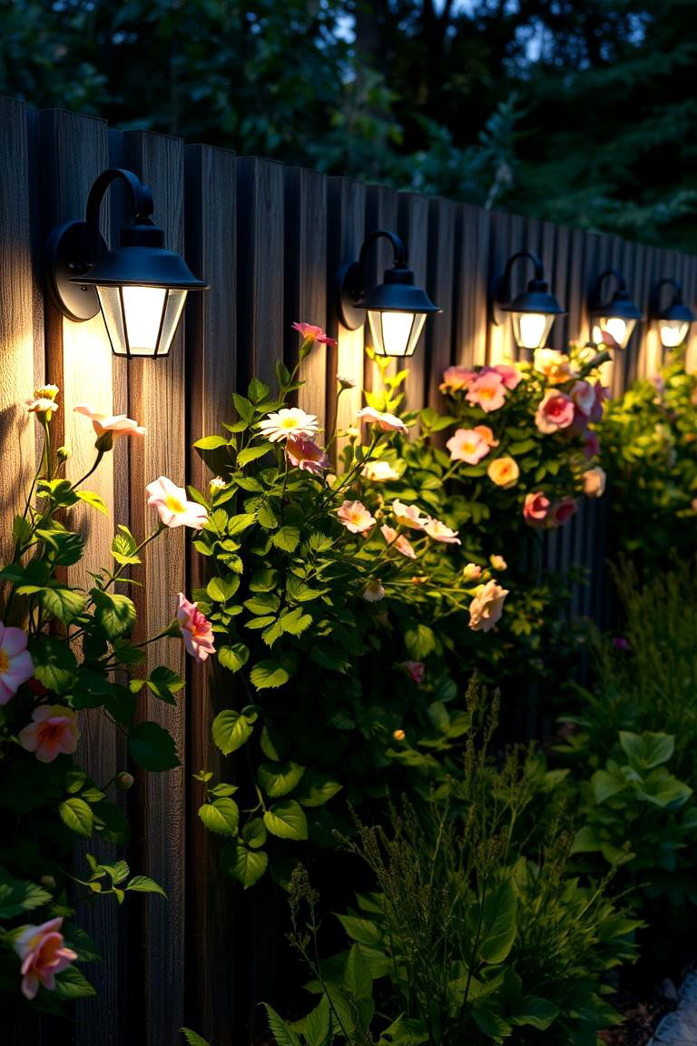 Garden Wall Lights on Fence - 24 Fence Lighting Ideas
