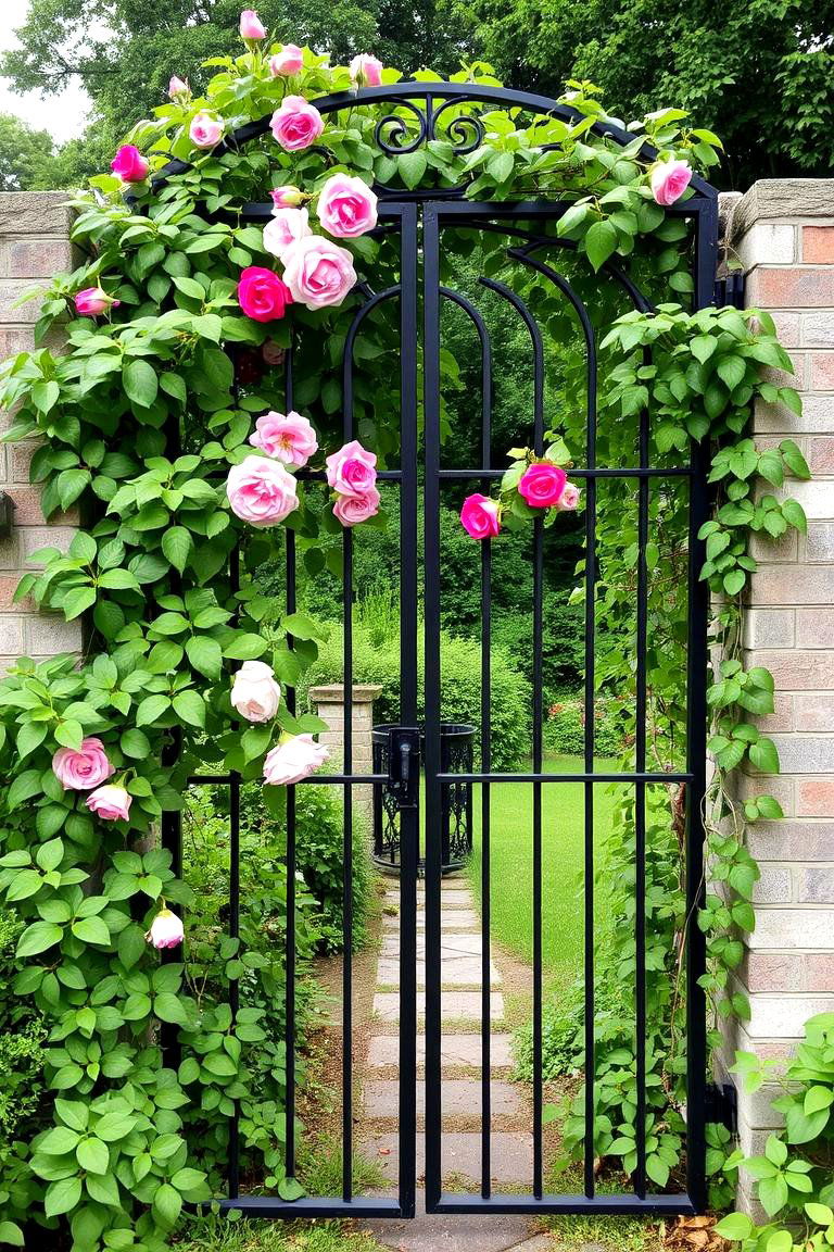 Gate with Iron Trellis - 24 Front Gate Ideas